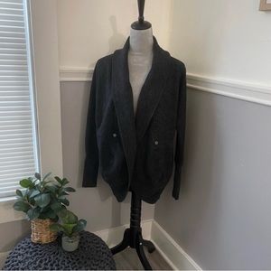 Women's Dark Gray Shawl Collar Knit Sweater